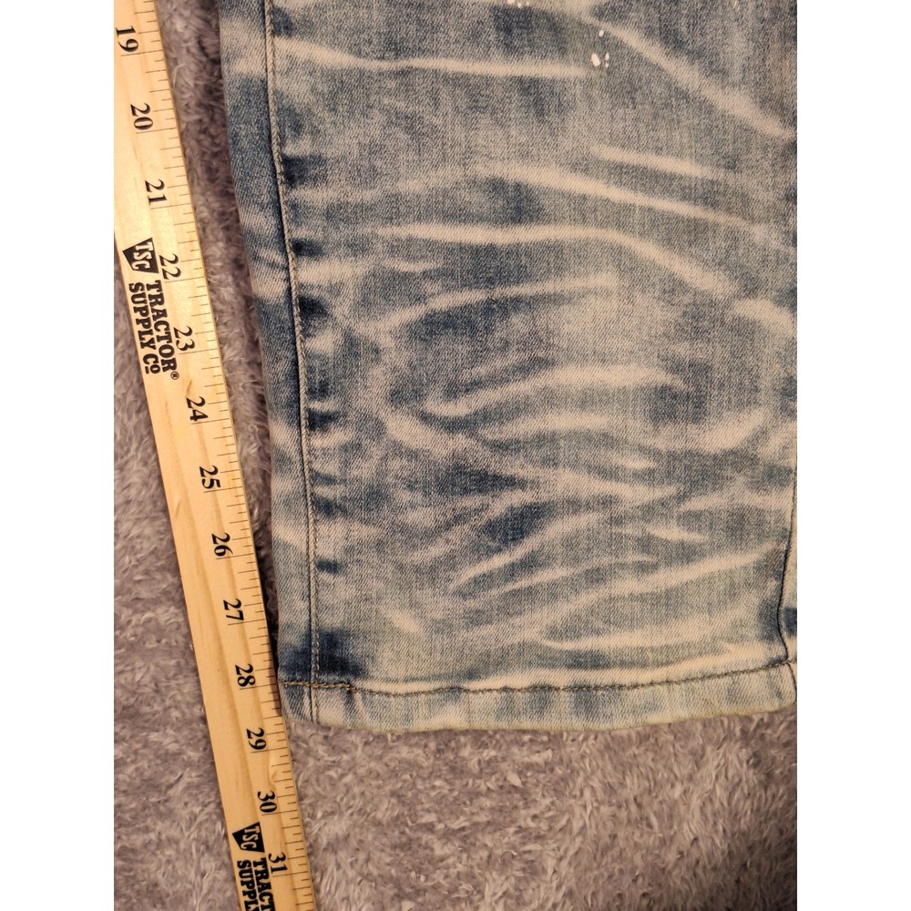 SMOKE RISE DENIM CO Mens Jeans 40x32 Blue Distressed Moto Ripped Splatter Grunge - Picture 9 of 16